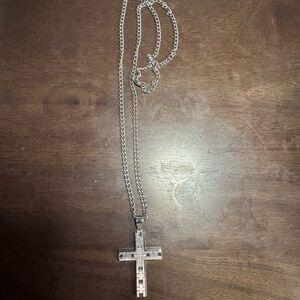 Silver Cross Pendant Necklace Stainless Steel